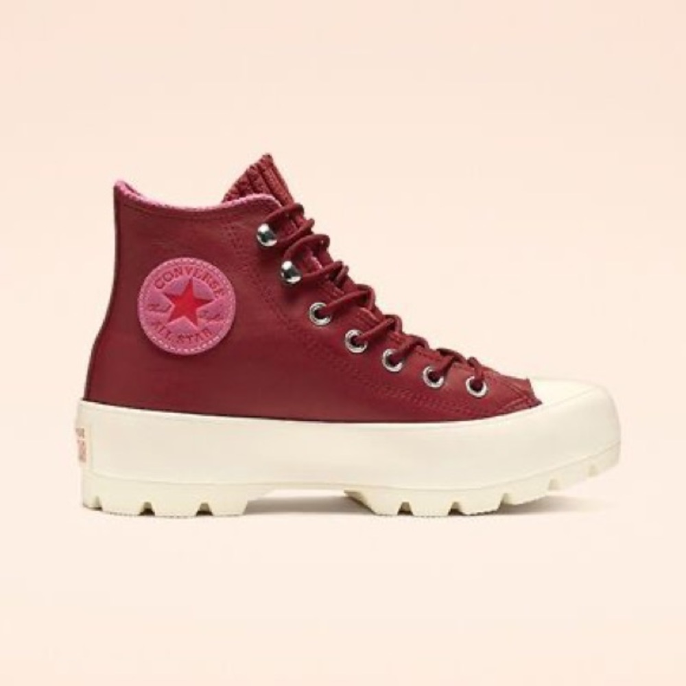 Converse High Top Sneakers in Burgundy and Pink